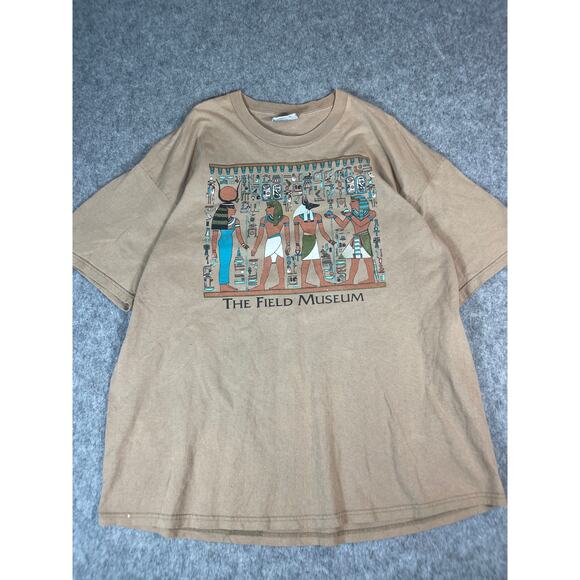 Vintage 90s Lee The Field Museum T Shirt Mens 2XL Khaki Total Cotton USA Tee - Picture 1 of 6